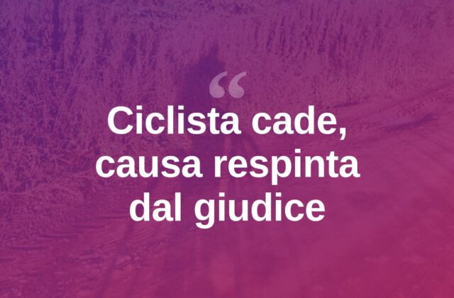 Cade in bici su buca: respinta la causa, «era allenamento»