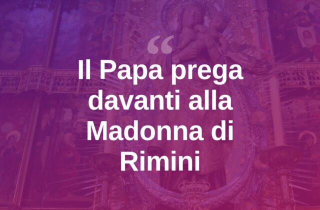 Il Papa in preghiera davanti alla Madonna della Misericordia di Rimini