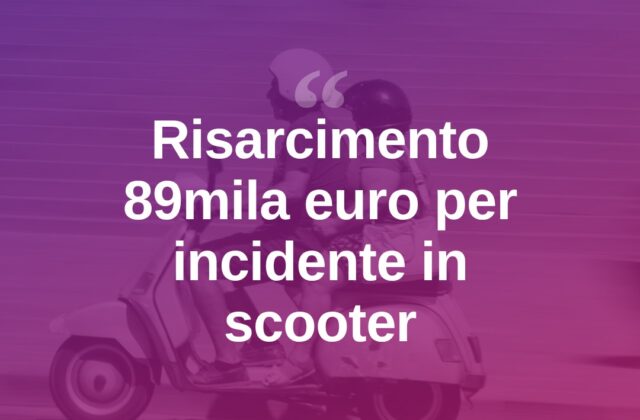 Travolto in scooter: risarcimento di 89mila euro, incluso il trauma psicologico